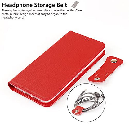 iCoverCase Compatible with iPhone 13 Wallet Case, RFID Blocking Genuine Leather Magnetic Case with Wrist Strap and Card Slots Kickstand Feature Flip Cover 6.1 Inch (Red) - color: Red, size: iPhone 13