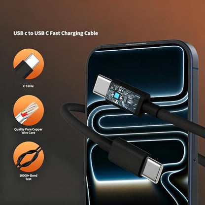 Fast Charger for iPhone 17 Pro Max, Super Fast USB C (6+6+10) FT Cables - color: Black
