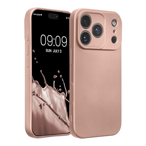 kwmobile Case Compatible with Apple iPhone 17 Pro Case -Soft TPU Back Phone Cover - with Metallic Look - Metallic Rose Gold - color: metallic rose gold, size: iPhone 17 Pro
