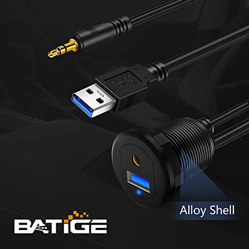 Alloy USB 3.0 & DC3.5 Male to Female Car Mount Flush Cable 3ft - style: USB3.0 & DC3.5 3ft
