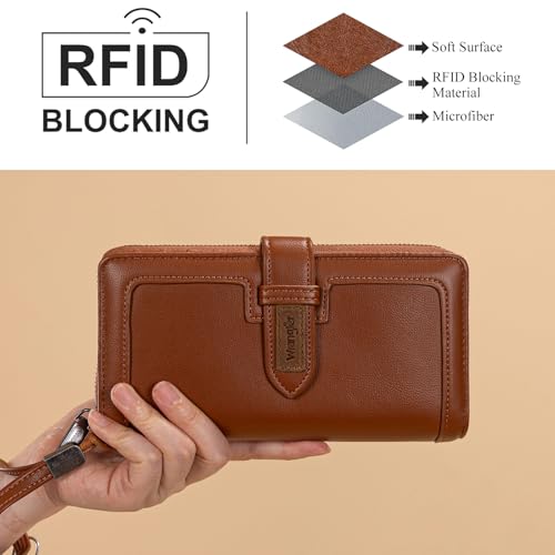 X Wrangler Women's Wallets Bifold Wristlet Wallets for Women Large Capacity Credit Card Wallet with ID Window - color: Brown