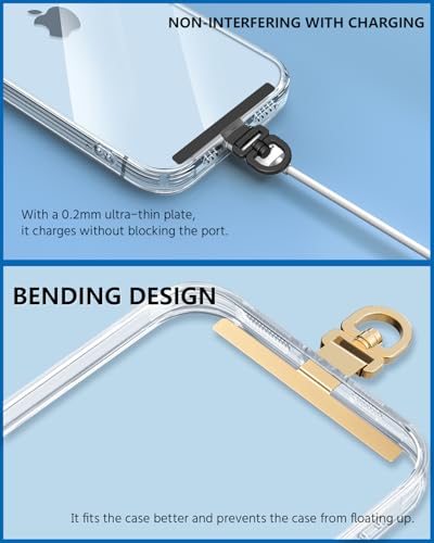 2 Pack Stainless Steel Phone Tether Tabs - Universal Lanyard Patches for phone cases, Phone Lanyard Tab - color: Silver