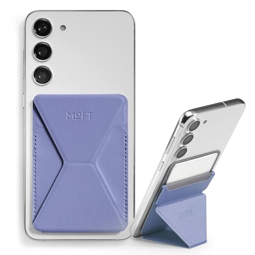 MOFT Phone Stand, Adhesive Card Holder Fits 2-3 Cards, Slim & Portable Leather Phone Wallet, 2 Viewing Angles, RFID Blocking, Compatible with iPhone, Galaxy and Most Smartphones - Lavender - color: Lavender