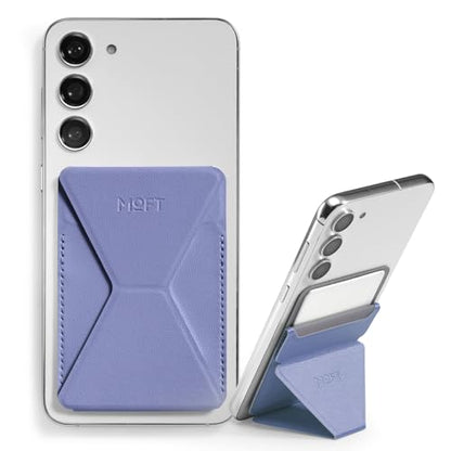 MOFT Phone Stand, Adhesive Card Holder Fits 2-3 Cards, Slim & Portable Leather Phone Wallet, 2 Viewing Angles, RFID Blocking, Compatible with iPhone, Galaxy and Most Smartphones - Lavender - color: Lavender