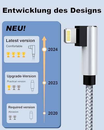 Phone Charger Cable 5M,[MFFi Certified] Right Angle 90 Degree Fast Charging Phone Cable Nylon PD Fast Charging Lightnning USB Compatible with Phone 14 13 12 11 Pro Max Mini XR XS X 8 7 6