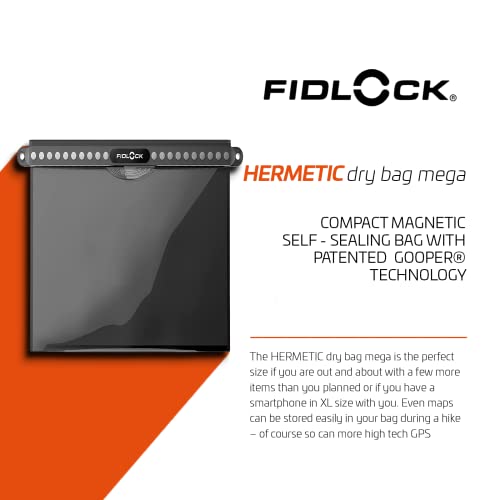 FIDLOCK Hermetic Dry Bag Flexible Magnetic Bag, Maxi, Blue Transparent | Maxi Dry Bag, Gooper Magnetic Self-Sealing Closure, Water/Dust/Sand Protection, Touchscreen Window, Lanyard Carry, XL Phone - color: Blue Transparent, size: Maxi