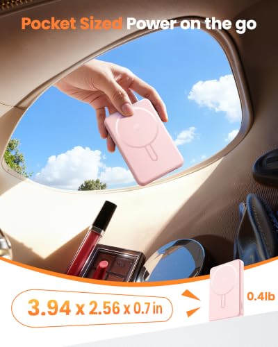 for Magsafe Portable Charger 10000mAh Magnetic Power Bank Battery Pack - color: Pink