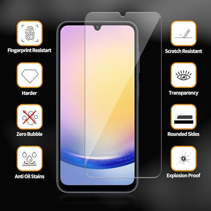 3 Pack for Samsung Galaxy A25 5G Tempered Glass Screen Protector - size: Galaxy A25 5G
