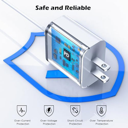 Fast Charger iPhone,10 Feet iPhone Charger,Super Fast Charging Block 10Foot - color: White-10FT