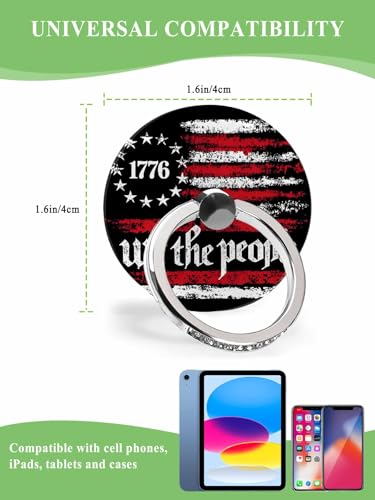 American Flag Phone Grip Rustic 1776 We The People Patriotic Black Phone Ring Holder Finger Grip Kickstand 360° Rotation Compatible with Most Cell Phones, Tablets and Cases, 1Pcs Round - size: 1Pcs Round
