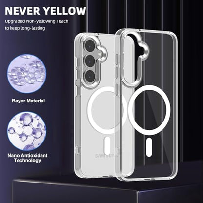 Lunivop for Samsung Galaxy s25 Case Hard [Compatible with Magsafe Wireless Charging] Yellowing Resistant Magnetic Cover Clear para S 25 6.2'' 5G 2025 Rugged Best Phone Cases Clear - color: Clear, size: Compatible with Samsung Galaxy S25