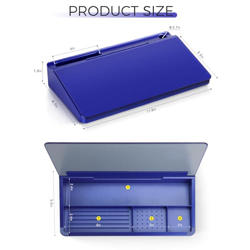 TOWON Compact Glass Desktop Whiteboard with Storage 12x7 in, Navy Blue - color: Metallic Navy