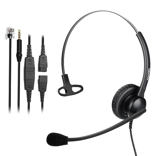 MAIRDI Telephone Headset with Microphone Noise Canceling, Binaural Call Center Office Headphone with RJ9 Jack & 3.5mm Connector for Landline Phone Cell Phone PC Laptop, Work for Polycom Avaya Nortel