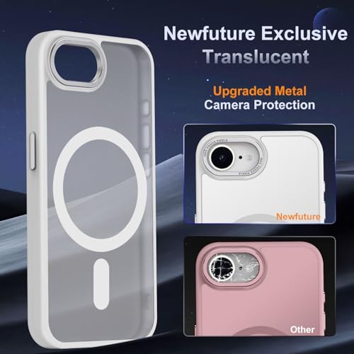 Newfuture Designed for iPhone 17e Case & iPhone 16e Case with Magnetic [13 FT Military Drop Protection] [Compatible with Magsafe] Translucent Shockproof with Anti-Fingerprint Phone Case, Frosted White | Military Drop Protection, Slim Matte Anti-Fingerprin