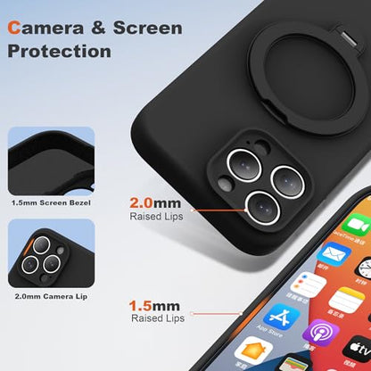 Case for iPhone 13 Pro with 360°Spin Stand,6.1" Black | Magnetic 360°Spin Stand,Compatible with Mag-Safe,Soft Silicone 13 Pro Case - color: Black, size: Iphone 13 Pro