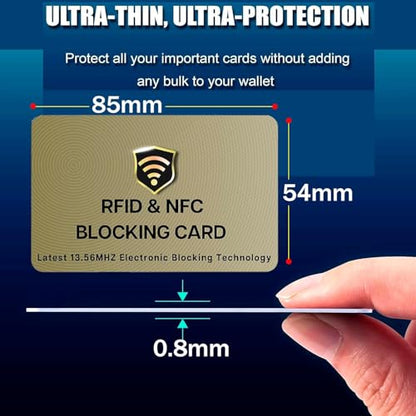 SaiTech IT 5 Pack RFID Blocking Card for Credit Debit ID Card, Golden | Slim Anti-Theft Contactless NFC RFID Blocker Protector, Easily Fit into Wallet and Purse, for Men & Women - color: Golden