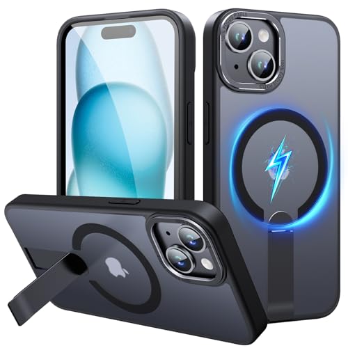 Magnetic for iPhone 15 Plus Case & iPhone 14 Plus Case, Compatible with MagSafe for iPhone 14 Plus Case, Adjustable Metal Stand, Matte Translucent Slim Phone Case for iPhone 15 Plus, Black - color: Black, size: iPhone 14 Plus/15 Plus 6.7"