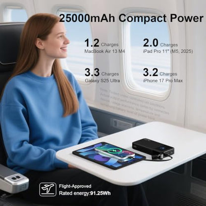 NOBIS Portable Charger 187W 25000mAh Power Bank w/Smart Display APP