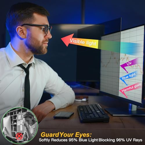 Magnetic 32 inch Privacy Screen for Computer Monitor 16:9 Widescreen Desktop PC, 32in Hanging Removable Anti Glare Blue Light Eye Protection Shield, Anti Spy Screen Protector Panel - size: 32'' Privacy Screen (16:9)