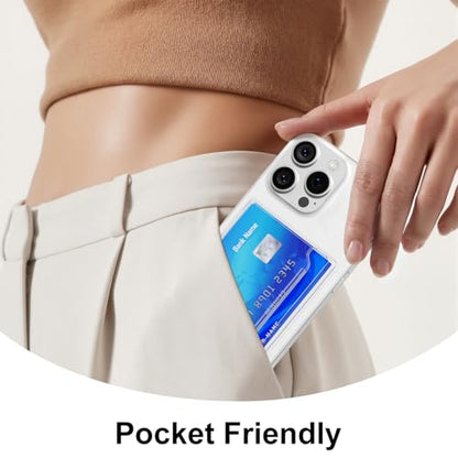 oakxco Magnetic Phone Wallet Stick On, Secure Phone Card Holder Compatible with Magsafe, Adhesive Pocket Sleeve ID Credit Card, Slim Thin Card Case, Compatible with Apple iPhone Samsung Pixel, Clear - color: Magnetic Matte Clear