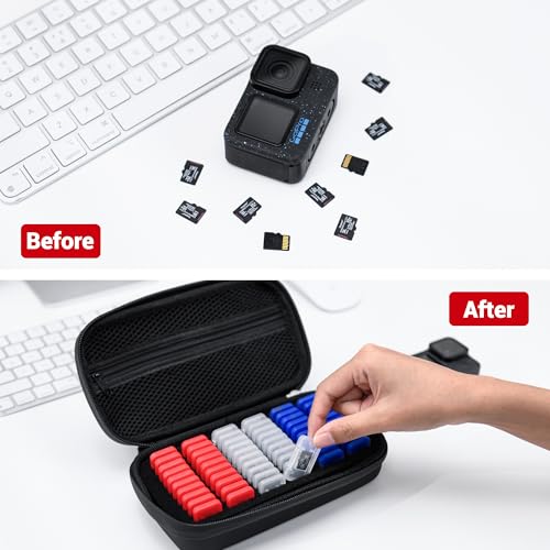 EVA PU MicroSD Card Case with 60 Individual Clear Plastic TF Card Holders - size: for 60 TF
