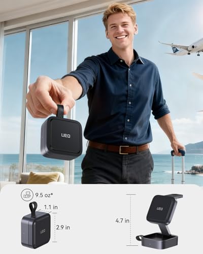 UEQ 3 in 1 Wireless Charging Station for Apple Devices,Compatible with MagSafe Charger Stand,Foldable Fast Travel Magnetic Wireless Charger for iPhone 17 Air 16 15 14 13 12,Apple Watch&AirPods Pro