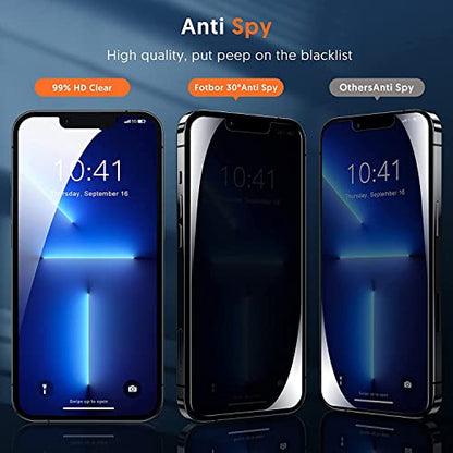 Fotbor [3+3 Pack] iPhone 13 Pro Max Privacy Screen Protector with Camera Lens Protector, Anti Spy Private Full Coverage Bubble Free 9H Hardness Tempered Glass Film 6.7 Inch with Easy Installation Kit - size: iPhone 13 Pro Max-6.7 inch