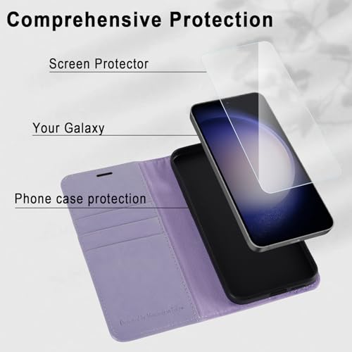 MONASAY Wallet Case for Samsung S23 with 3 Card Holders - Lavenders - color: Lavenders, size: Galaxy S23