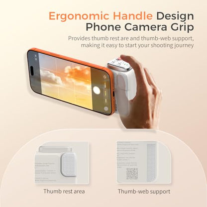 COMITOK iPhone Pro Max Camera Grip MOCA ARCO with Case for iOS26, Compatible with iOS17/iOS18, Phone Camera Grip with Enhanced Handle & Anti-Drop Detachable Remote for Easy Shooting, YouTube, Tiktok - style: MOCA ARCO Pro Edition