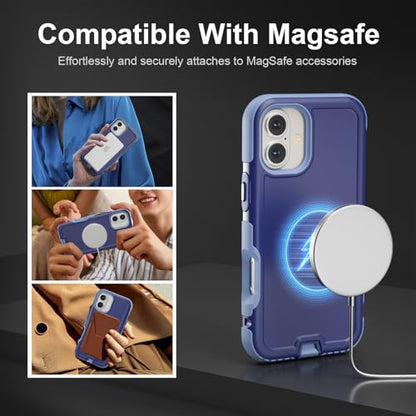 Follaroma Magnetic for iPhone 16 Case, Heavy Duty Cases, Blue-Purple,6.1" | Compatible with MagSafe, Heavy Duty Shockproof,Military-Grade Anti-Drop Protective,Dual Layer Magnetic Protection Phone Cover - color: Blue-Purple, size: iPhone 16 6.1''