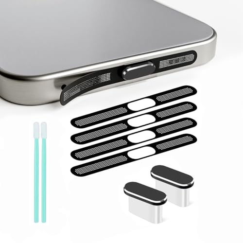 USB C Dust Plug, USB C Port Cover, USB C Plug Cover with Speaker Protector Dust Cover Compatible with iPhone 17 (Black)