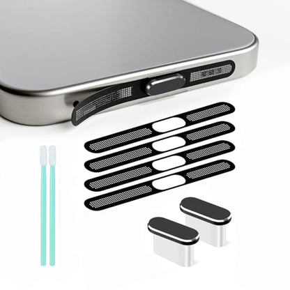 USB C Dust Plug, USB C Port Cover, USB C Plug Cover with Speaker Protector Dust Cover Compatible with iPhone 17 (Black)