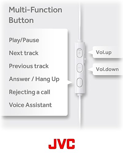 JVC USB-C Wired Earbuds Headphones, Delay-Free for Videos and Gaming, Built-in DAC Reduces Noise and Improves Sound Quality, 10.7 mm Diameter Neodymium Drivers - HAFR17UCW (White) - color: White