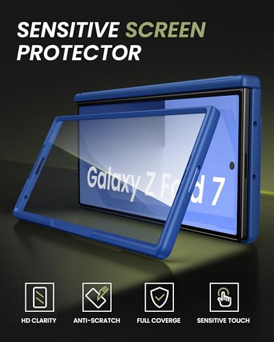 for Samsung Galaxy Z Fold 7 Case with Card Holder, Royal Blue - color: Navy Blue