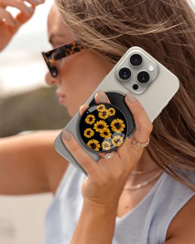 Magnetic Phone Grip, Cute Finger Grip Phone Stand, Sunflower - color: Sunflower