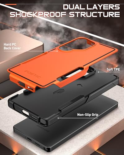 Poetic Neon Case for Samsung Galaxy S25 Ultra 5G, Dual Layer Heavy Duty Rugged Lightweight Slim Shockproof Protective Cover Phone Case, Orange - color: Orange