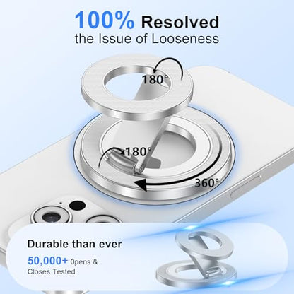 MagSafe Phone Ring Holder, Magnetic Grip Stand Dual-Sided Phone Holder - color: white