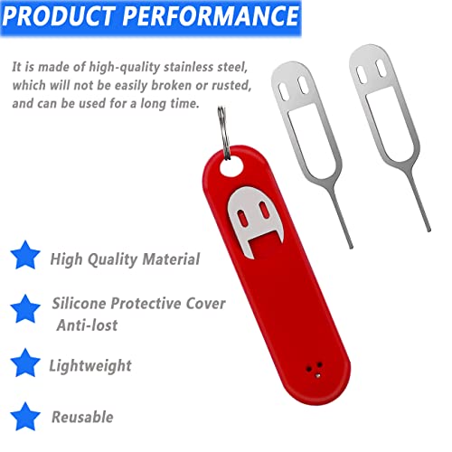 6 Pack SIM Card Removal Tool, Sim Card Tray Opening Tool Eject Pins Needle Opener Ejector Compatible with All iPhone Apple iPad HTC Samsung Galaxy Cell Phone Smartphone Watchchain Link Remover - color: Red+Black