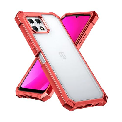 Ailiber for TMobile REVVL 7 5G Phone Case, Clear Case with Screen Protector, Dual Layer Shockproof Bumper, Transparent [Anti Yellowing], Slim Cell Phone Cover for Metro REVVL 7 5G-Red - color: Crystal Clear & Red