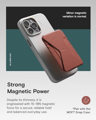MOFT Magnetic Wallet Stand Compatible with iPhone 18/17/16/15/14/13 Series, Angle Adjustment Magsafe Compatible MOVAS Phone Stand - color: Sienna Brown, size: Standard