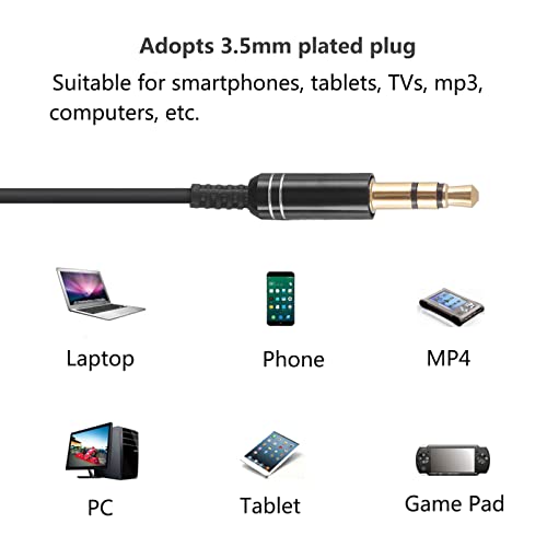 YOCUNKER 3.5mm Wired Earphone, in-Ear Earbuds, High Sound Quality, 3 Meter Length Cord, Lightweight, Smartphone/Tablet/Laptop/TV Earphones, Watch TV from a Distance, No Microphone(Black) - color: Black