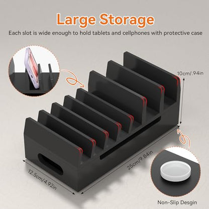 Bamboo Charging Stand for Multiple Devices Phone Watch Stand-Black - color: Black (No USB Charger)