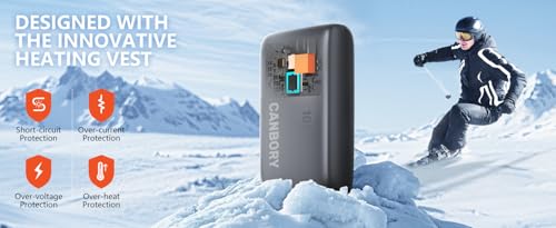 Heated Vest Battery Pack,𝟏𝟐𝟎𝟎𝟎𝐦𝐀𝐡 5V 2A/3A USB-C Out/in Power Bank for Heated Jacket Heated Pad Heated Hoodies Pocket Size Black - size: 5V 12000mAh Black