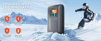 Heated Vest Battery Pack,𝟏𝟐𝟎𝟎𝟎𝐦𝐀𝐡 5V 2A/3A USB-C Out/in Power Bank for Heated Jacket Heated Pad Heated Hoodies Pocket Size Black - size: 5V 12000mAh Black