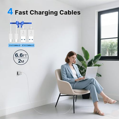 2 Pack 200W USB C Charger Block, Foldable GaN5 Super Fast Charger USB C - color: White, size: 2 Pack