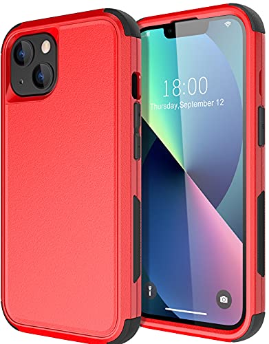 Diverbox for iPhone 13 Case [Shockproof] [Dropproof] [Dust-Proof],Heavy Duty Protection Phone Case Cover for Apple iPhone 13 (Red) - color: 13-Red