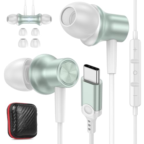 ASKUBSKU Wired Earbuds USB C for Samsung S26 S25 Ultra S24 S22 S23 Fe Green - color: Green