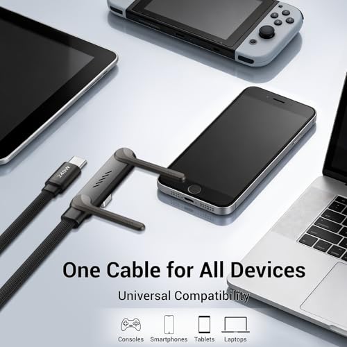 Invisible Holder Charger Cable, 240W PD Fast Charging, 4.9FT - size: 2PCS ( C to C & C to Lightning )