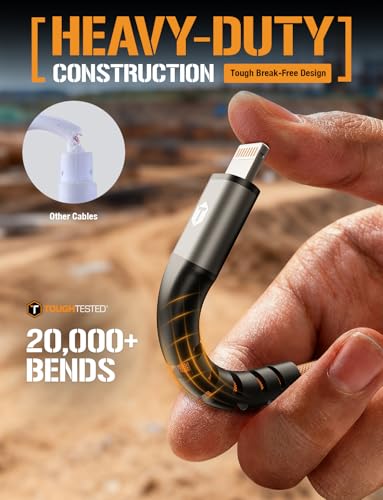 ToughTested 8FT USB-C to Lightning Cable, MFi Certified, 3A Fast Charge