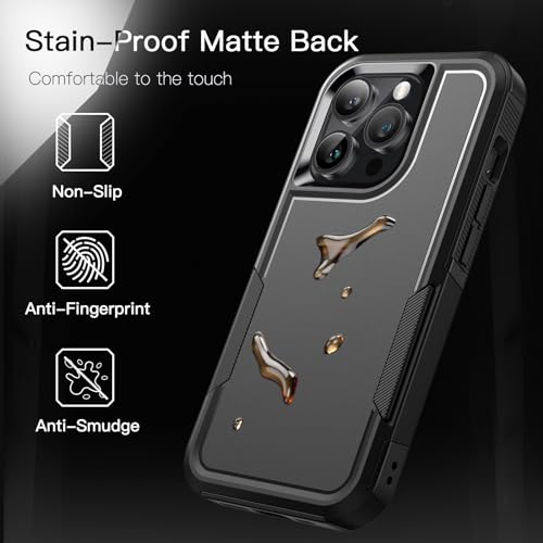 JETech Rugged Case for iPhone 15 Pro Max, Black | Dual-Layer Protection, Heavy-Duty Shockproof Design, Matte Finish